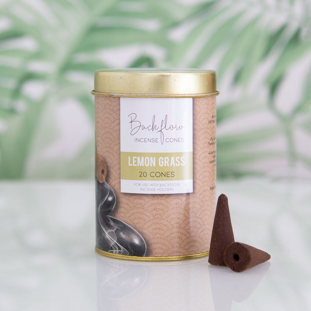 Lemon Grass Backflow Incense Cones Tin