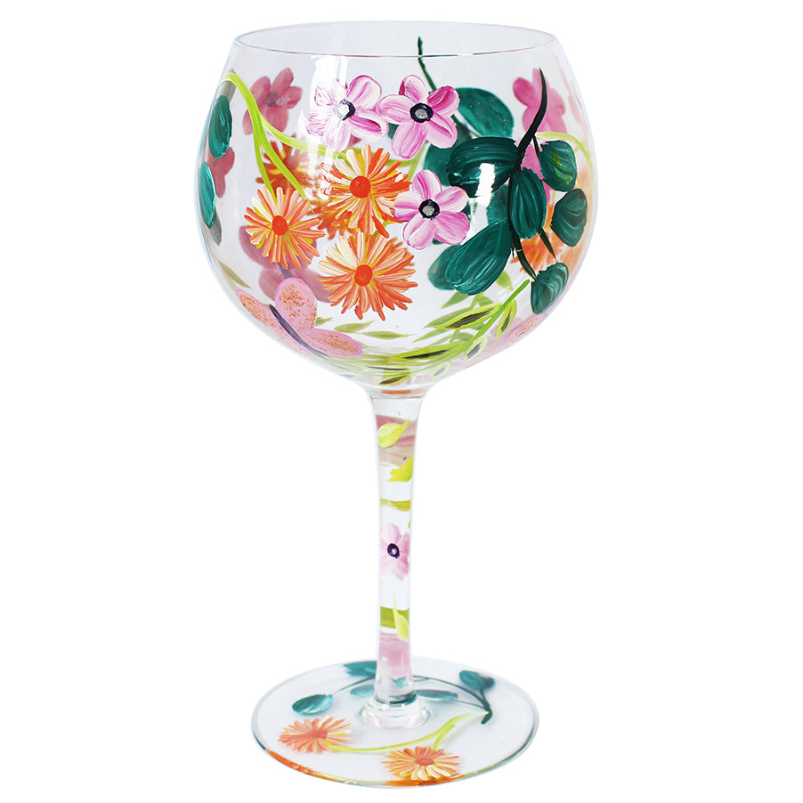 Hand Painted Gin Glass - Butterfly Garden