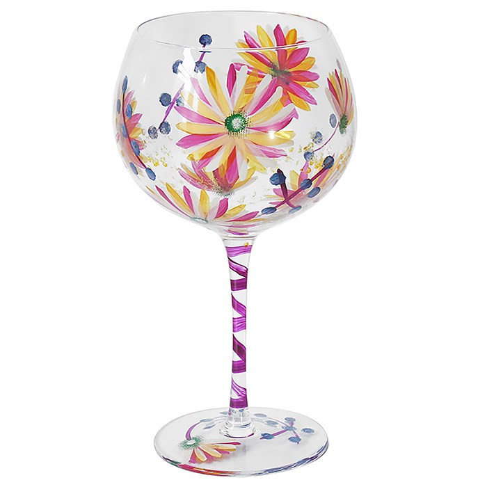 Hand Painted Gin Glass - Summer Daisies