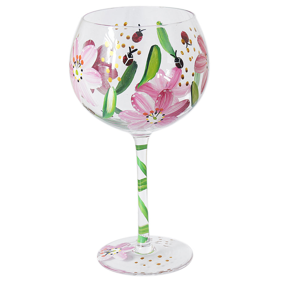 Hand Painted Gin Glass - Ladybirds