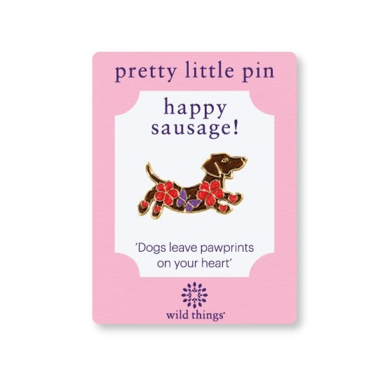 Dachshund with Flowers Pin - Multi Coloured