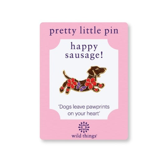 Dachshund with Flowers Pin - Multi Coloured