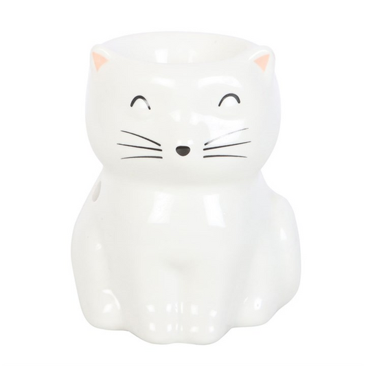 White Happy Cat Oil Burner