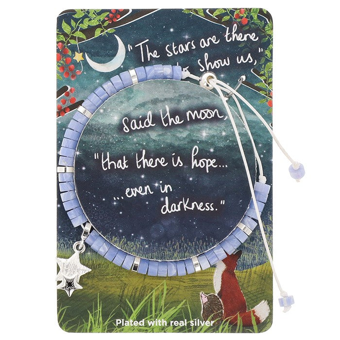Fox Under The Moon Silver Plated Friendship Bracelet - Hope/Darkness