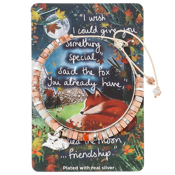 Fox Under The Moon Silver Plated Friendship Bracelet - Friendship