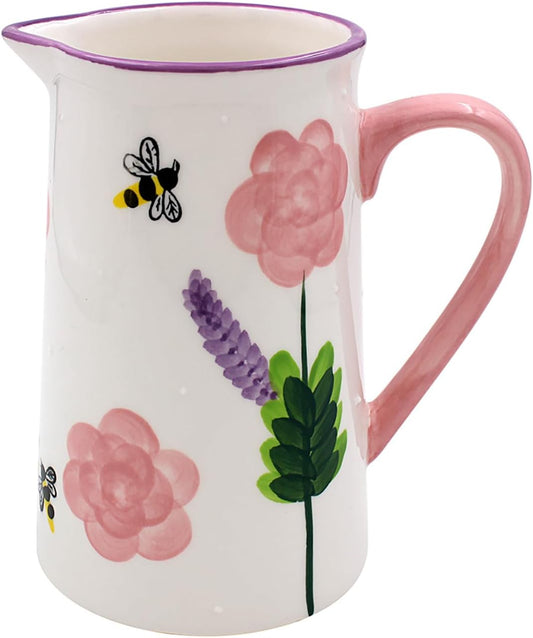 Hand Painted Jug - Roses & Bees