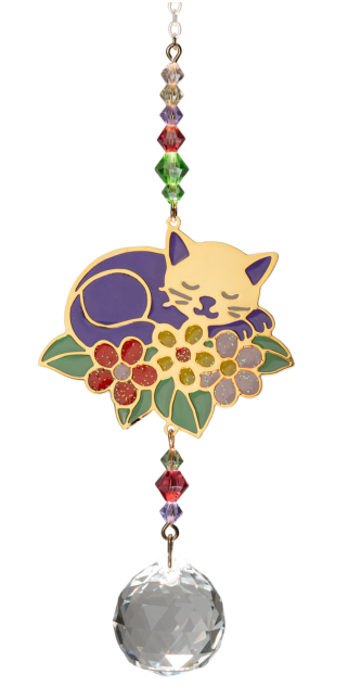 Crystal Dreams - Cat on Leaf - Multicolour