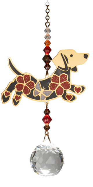 Crystal Dreams - Dachshund with Flowers - Multi-coloured
