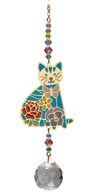 Crystal Dreams - Sitting Cat Floral - Multi-coloured
