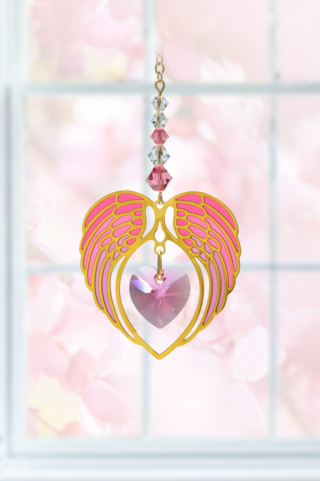Gold Angel Wing Heart - Rose - October