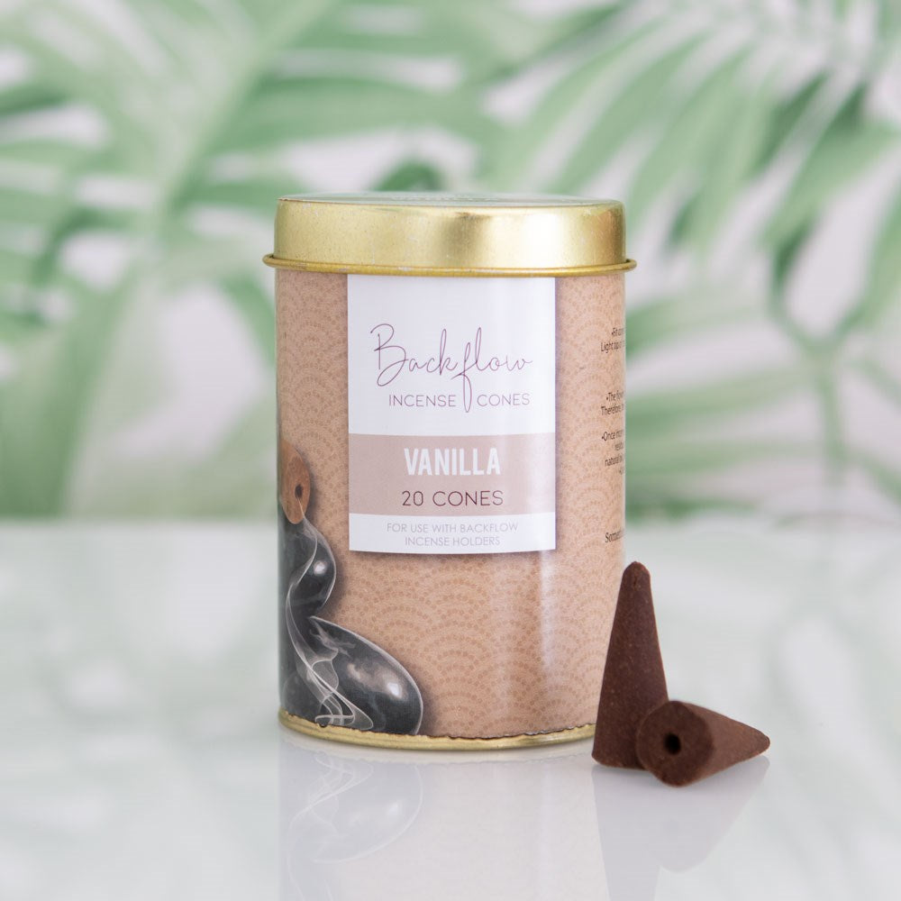 Vanilla Backflow Incense Cones Tin