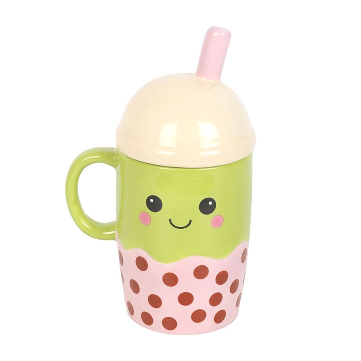 Kawaii Bubble Tea Lidded Mug