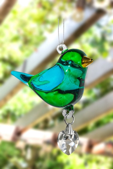 Fantasy Glass Pretty Little Bird - Emerald