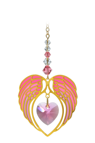Gold Angel Wing Heart - Rose - October