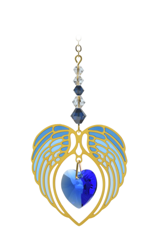 Gold Angel Wing Heart - Sapphire - September