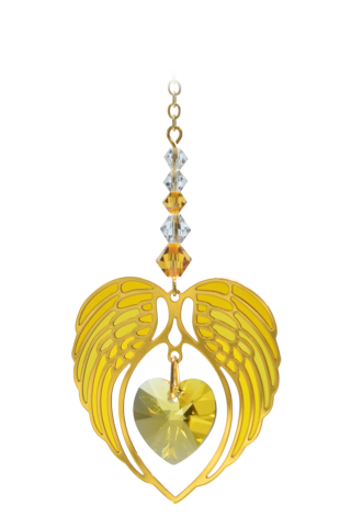 Gold Angel Wing Heart - Topaz - November