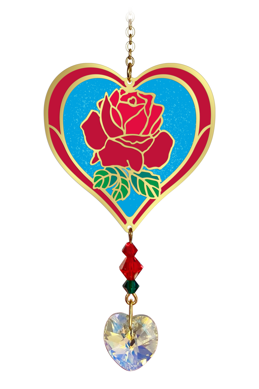 Fabulous Floral Suncatcher - Rose with Heart
