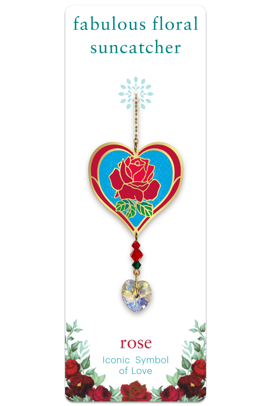 Fabulous Floral Suncatcher - Rose with Heart