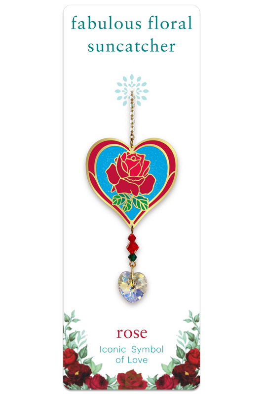 Fabulous Floral Suncatcher - Rose with Heart