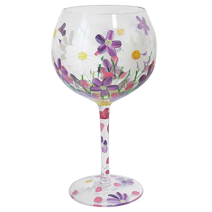 Hand Painted Gin Glass - Daisies