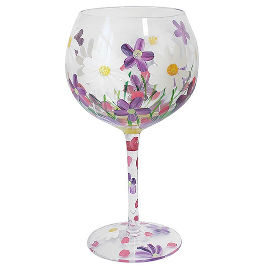 Hand Painted Gin Glass - Daisies