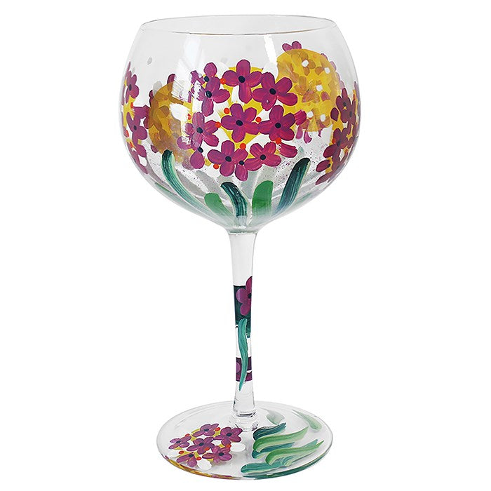 Hand Painted Gin Glass - Hydrangea