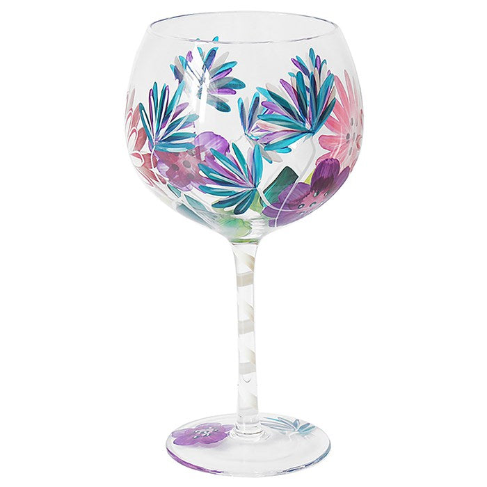 Hand Painted Gin Glass - Gerberas