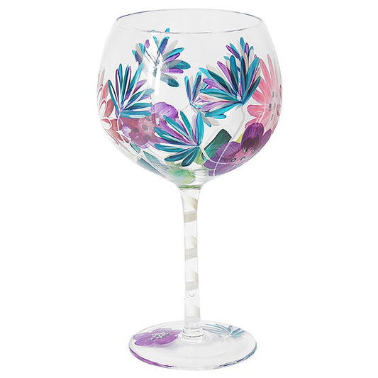 Hand Painted Gin Glass - Gerberas
