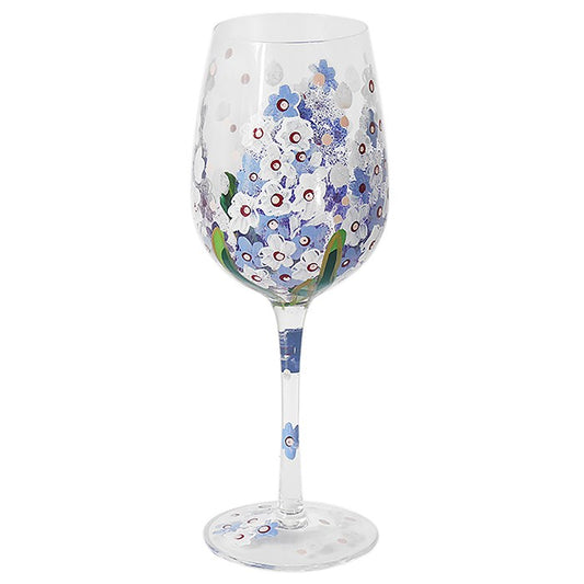 Hand Painted Wine Glass - Delphiniums