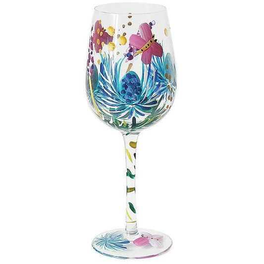 Hand Painted Wine Glass - Thistles