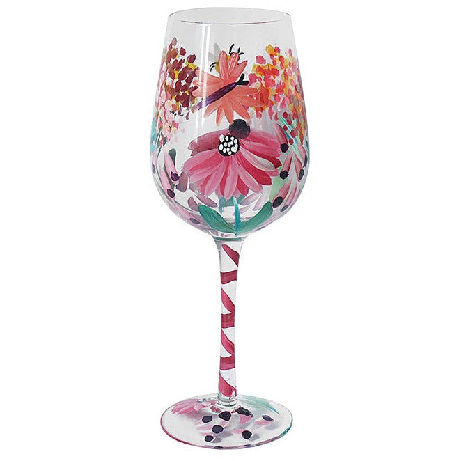 Hand Painted Wine Glass - Wild Garden
