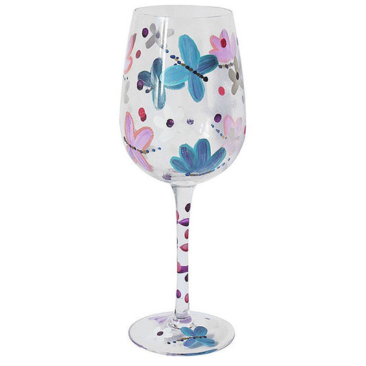 Hand Painted Wine Glass - Butterflies