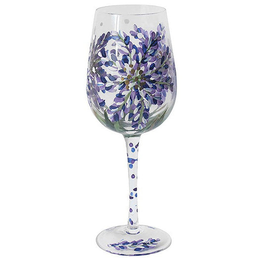 Hand Painted Wine Glass - Agapanthus