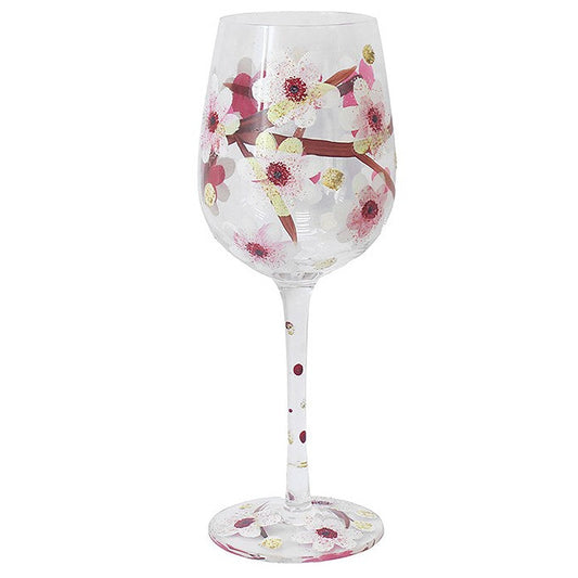 Hand Painted Wine Glass - Blossom