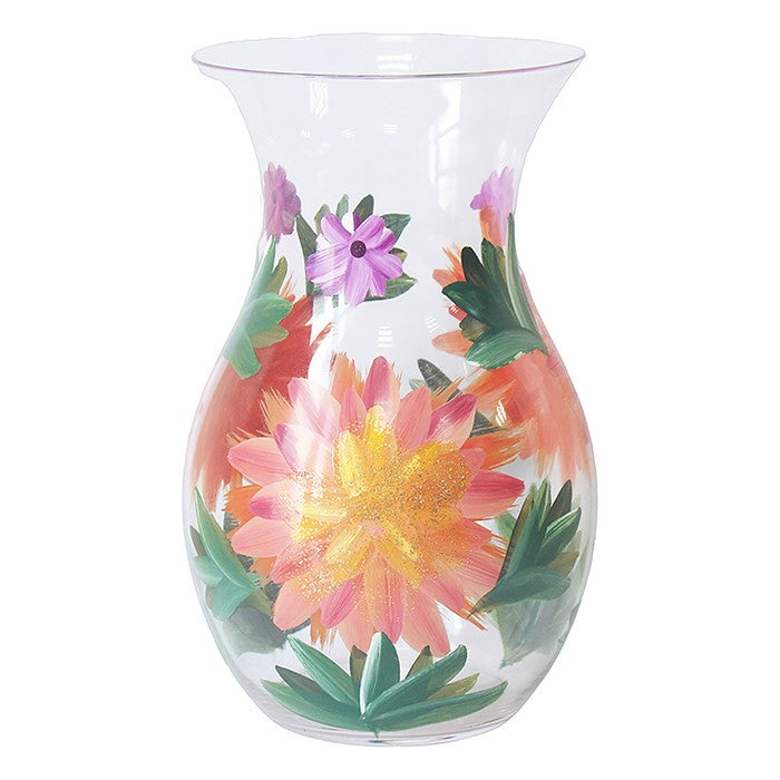 Hand Painted Vase - Dahlias