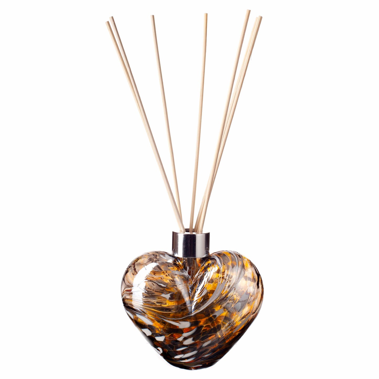Glass Heart Reed Diffuser - Gold, Brown & White Iridescence