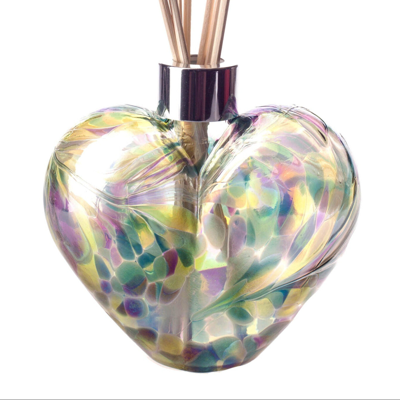 Glass Heart Reed Diffuser - Purple, Teal & Lime