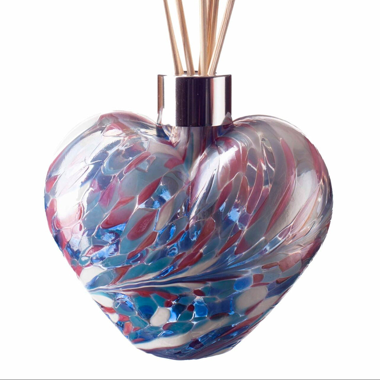 Glass Heart Reed Diffuser - Pink, Turquoise & White