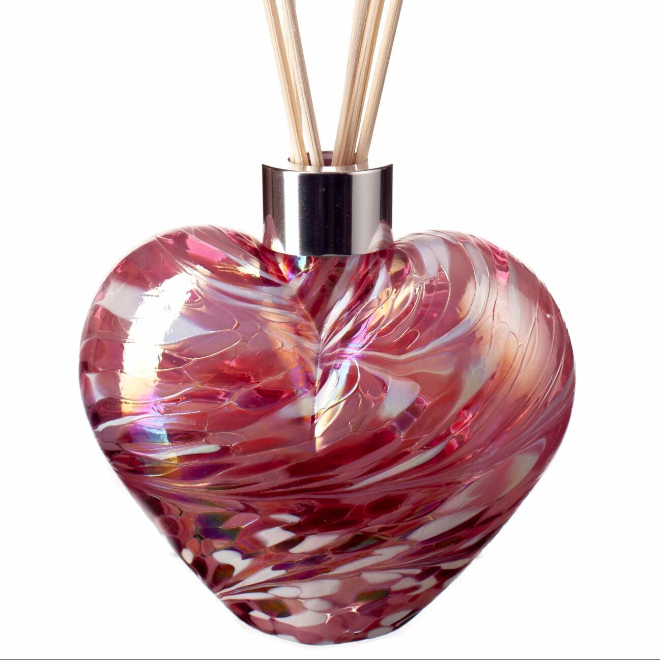Glass Heart Reed Diffuser - Pink & White
