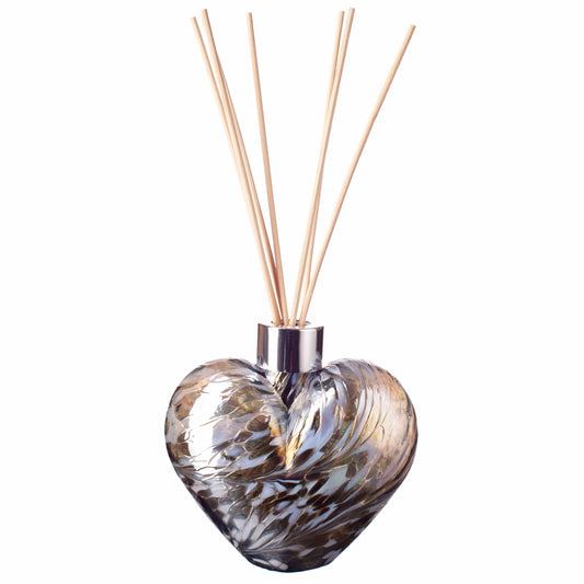 Glass Heart Reed Diffuser - Silver & White