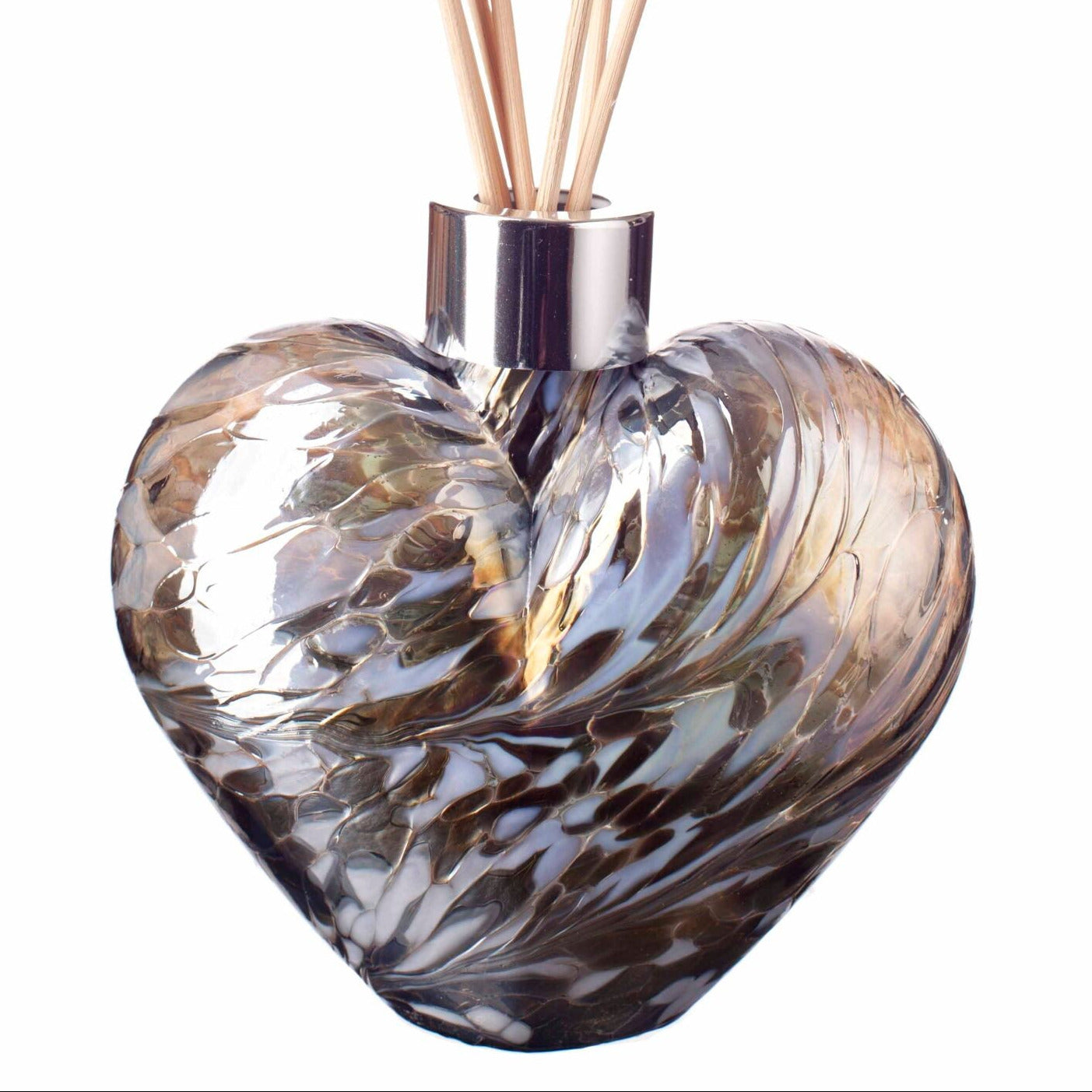Glass Heart Reed Diffuser - Silver & White