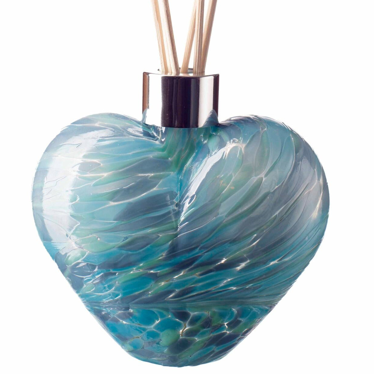 Glass Heart Reed Diffuser - Turquoise & Sage Iridescence