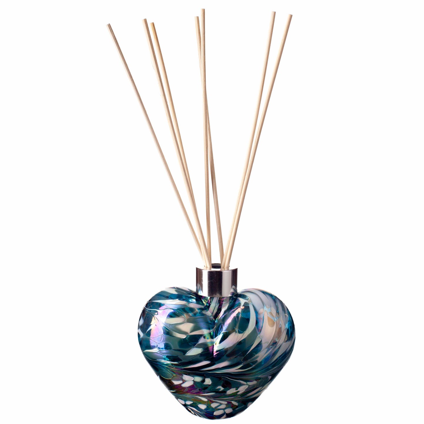 Glass Heart Reed Diffuser - Turquoise & White