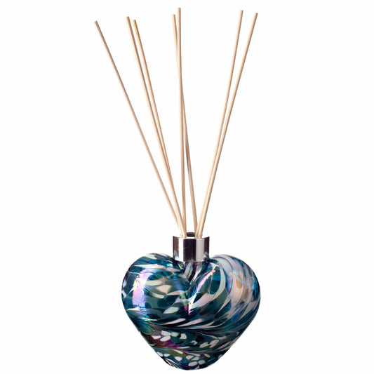 Glass Heart Reed Diffuser - Turquoise & White