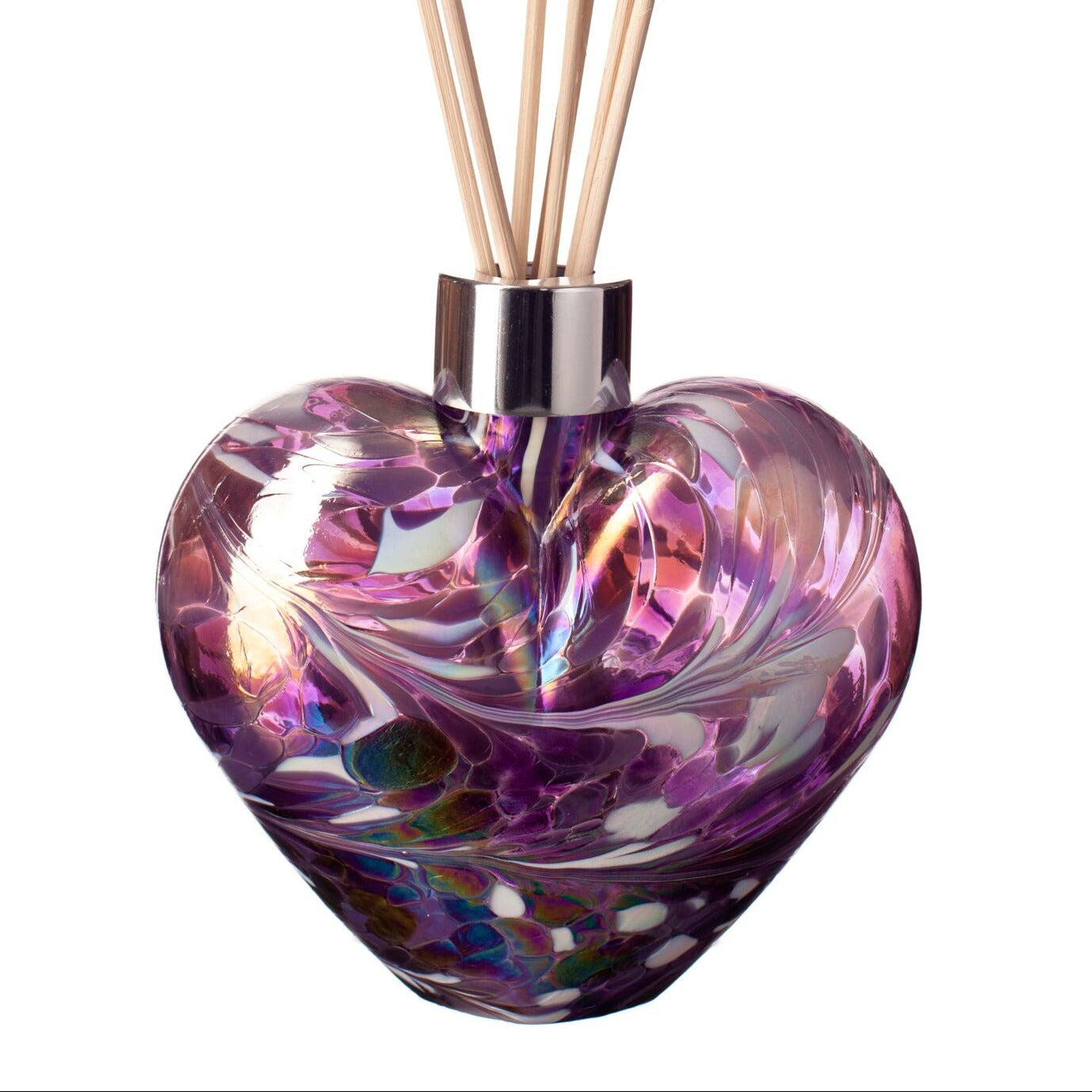 Glass Heart Reed Diffuser - Violet & White Iridescence