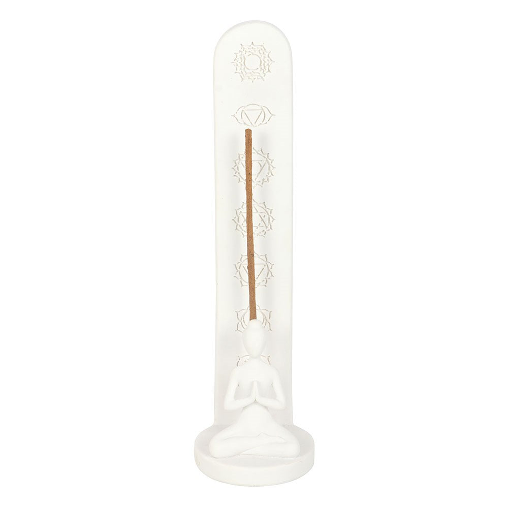White Chakra & Yoga Pose Incense Stick Holder