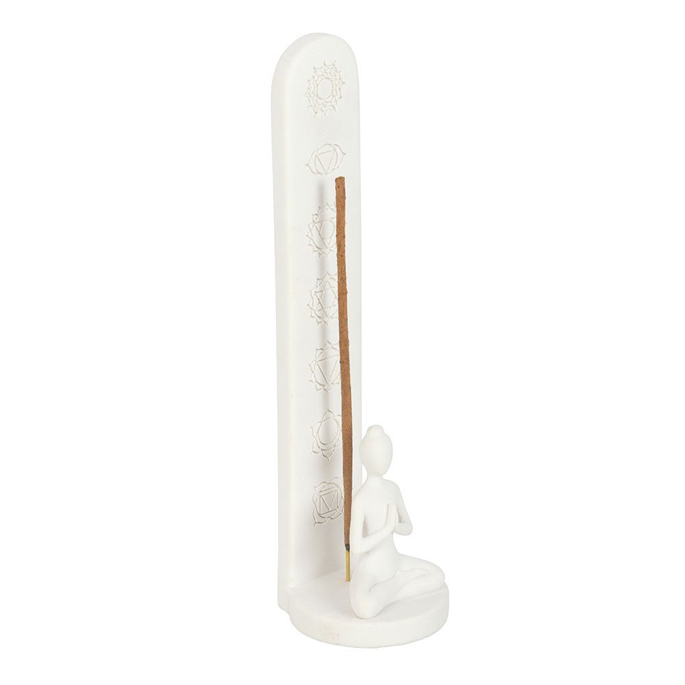White Chakra & Yoga Pose Incense Stick Holder