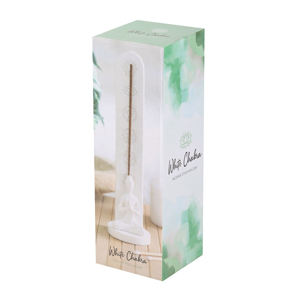White Chakra & Yoga Pose Incense Stick Holder