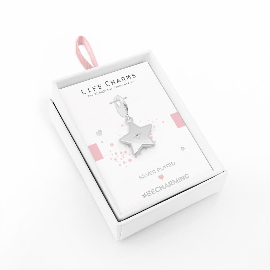 Silver Plated Charm - Double Sided Star