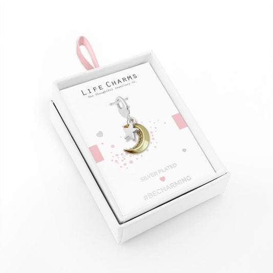 Silver Plated Charm - Moon & Star